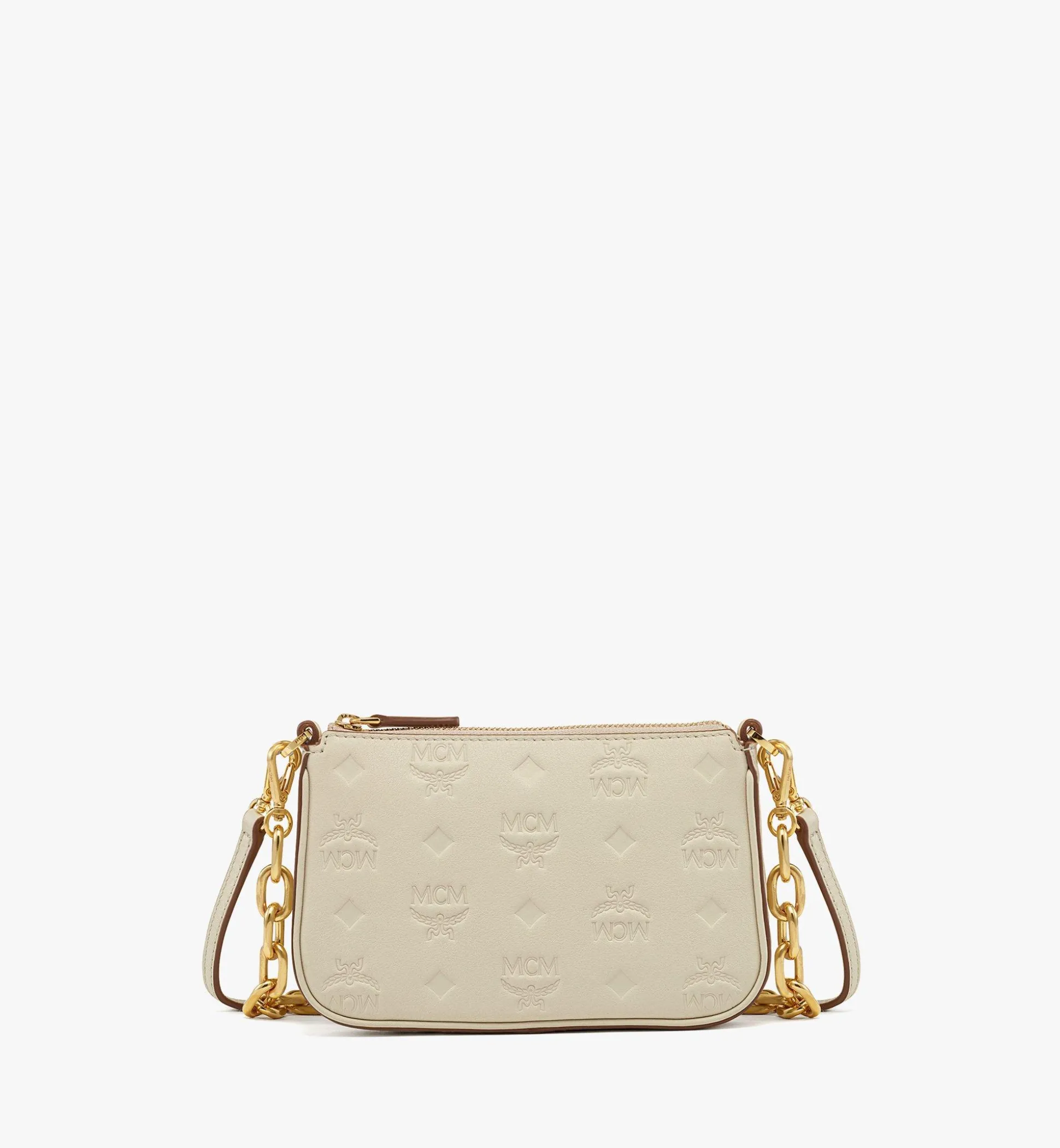 Aren Pouch Aus Gepragtem Leder Mit Reissverschluss Und Monogramm