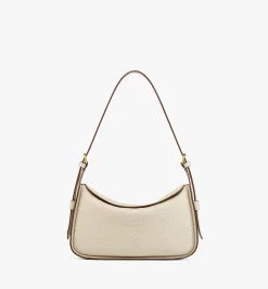 Aren Querformatige Hobo Mit Uberschlag Aus Leder Mit Gepragtem Monogramm