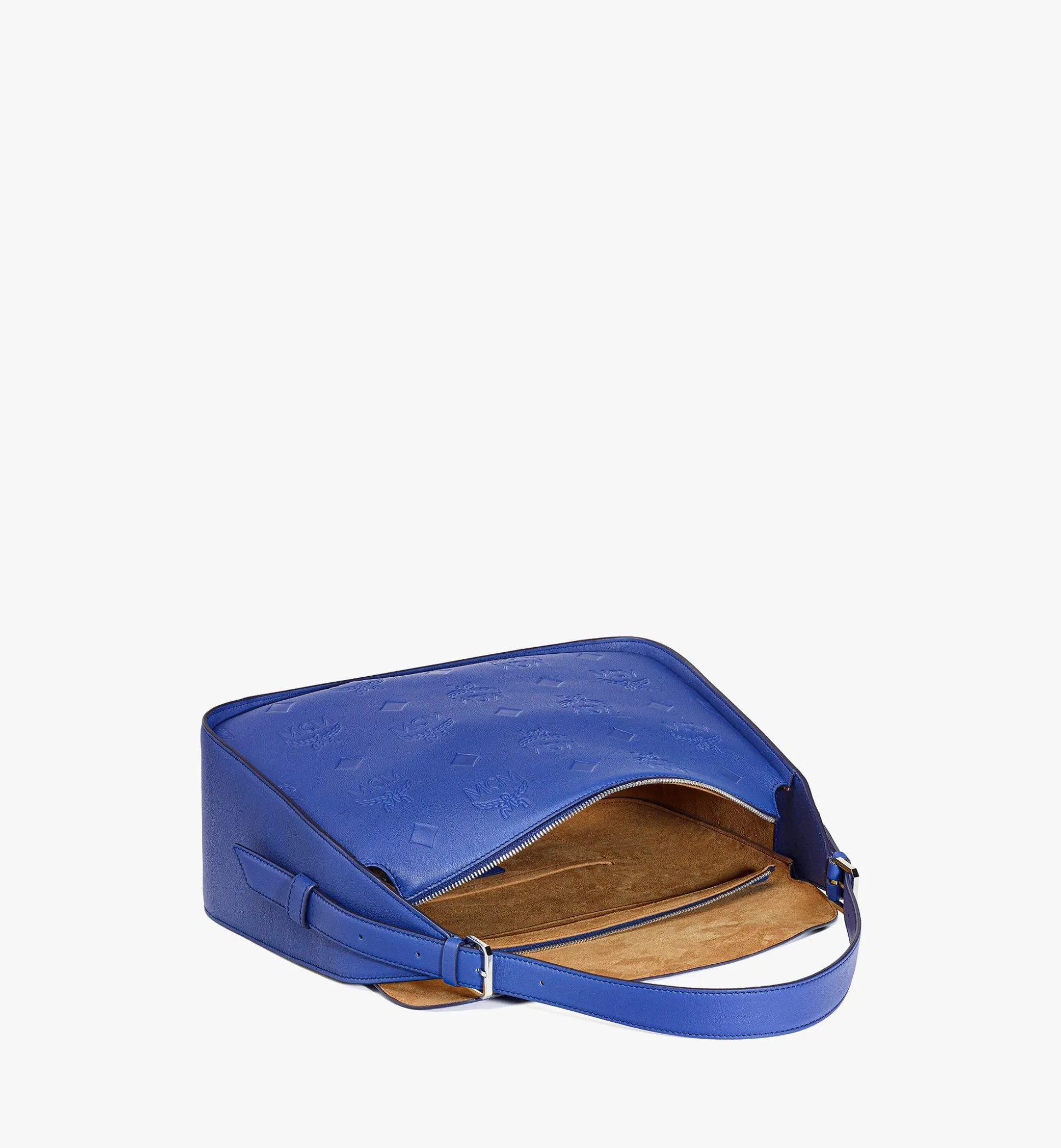 Aren Querformatige Hobo Mit Uberschlag Aus Leder Mit Gepragtem Monogramm