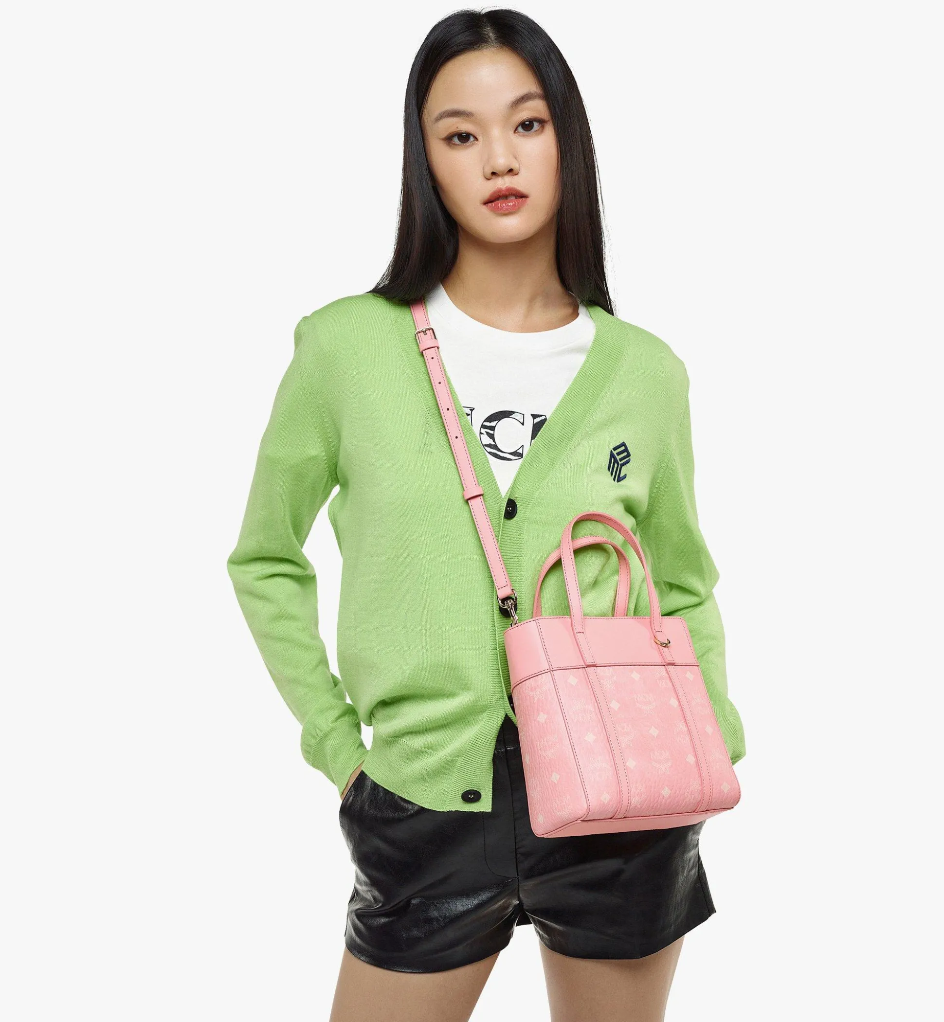 Aren Shopper Mit Reissverschluss Oben In Visetos Leder-Mix
