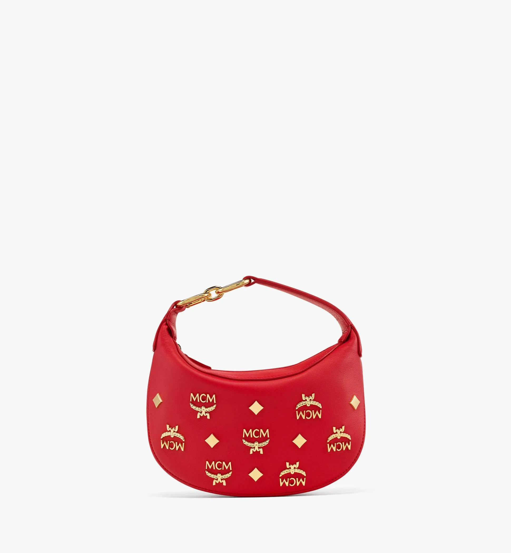 Aren Sichelformige Hobo Aus Leder Mit Gold-Monogramm