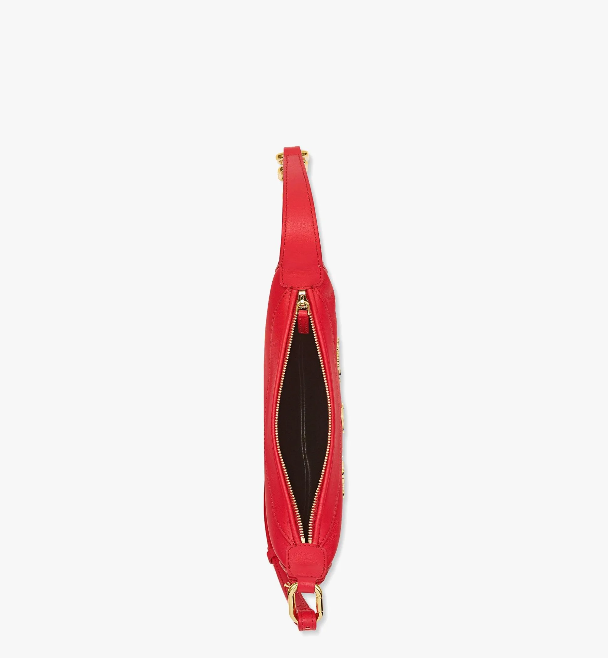Aren Sichelformige Hobo Aus Leder Mit Gold-Monogramm