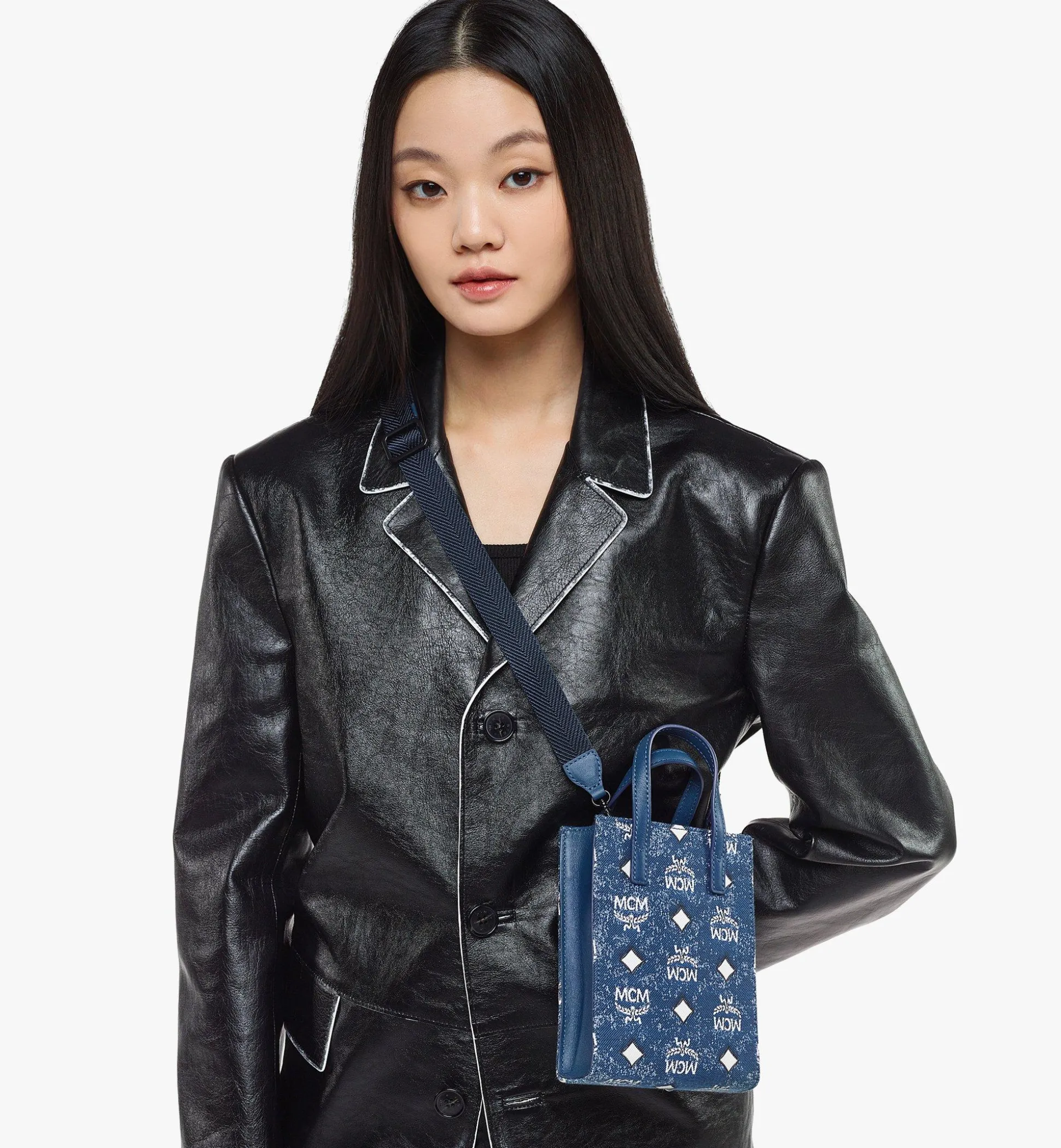 Aren Tragetasche In Vintage Denim Jacquard