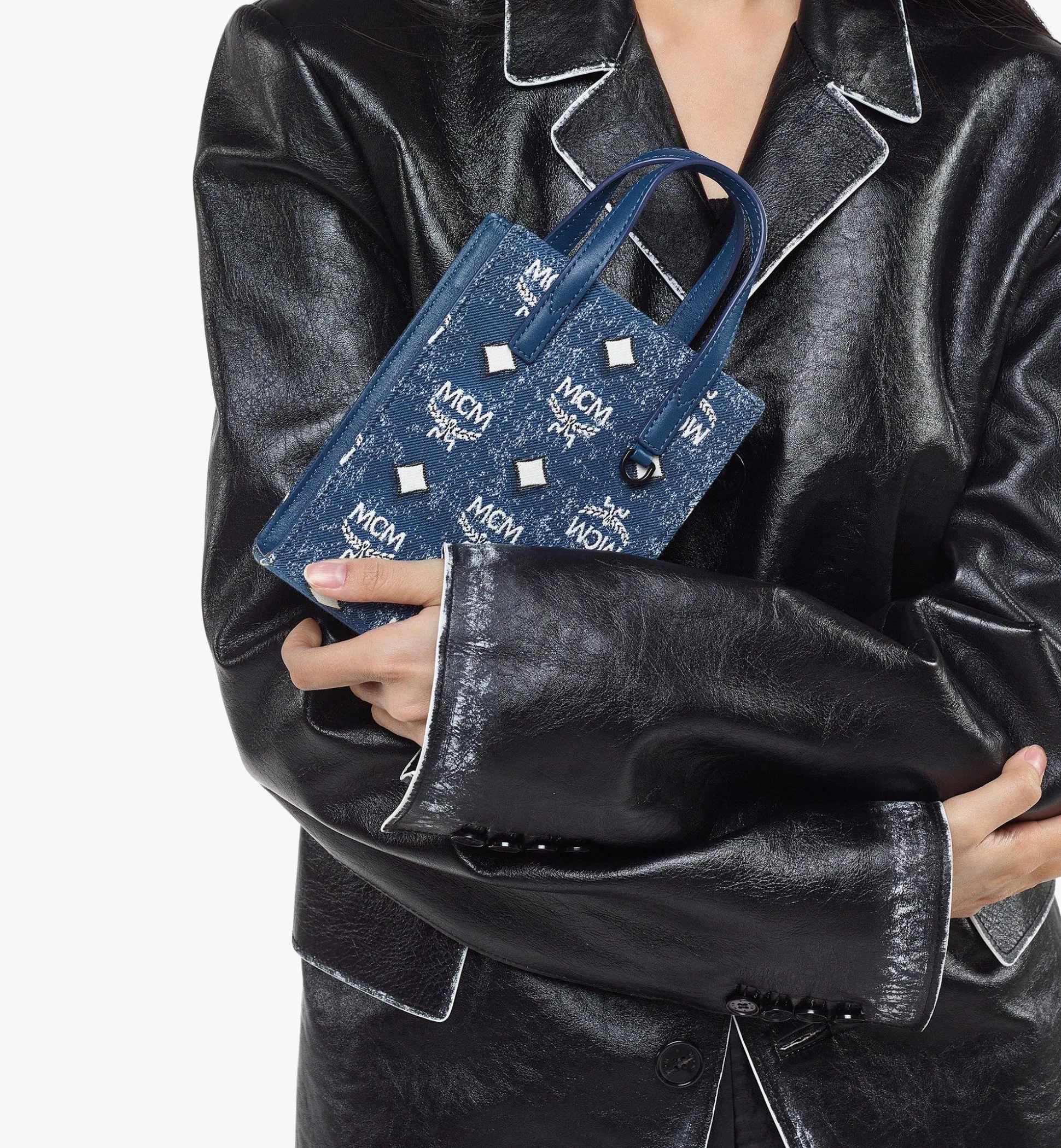 Aren Tragetasche In Vintage Denim Jacquard
