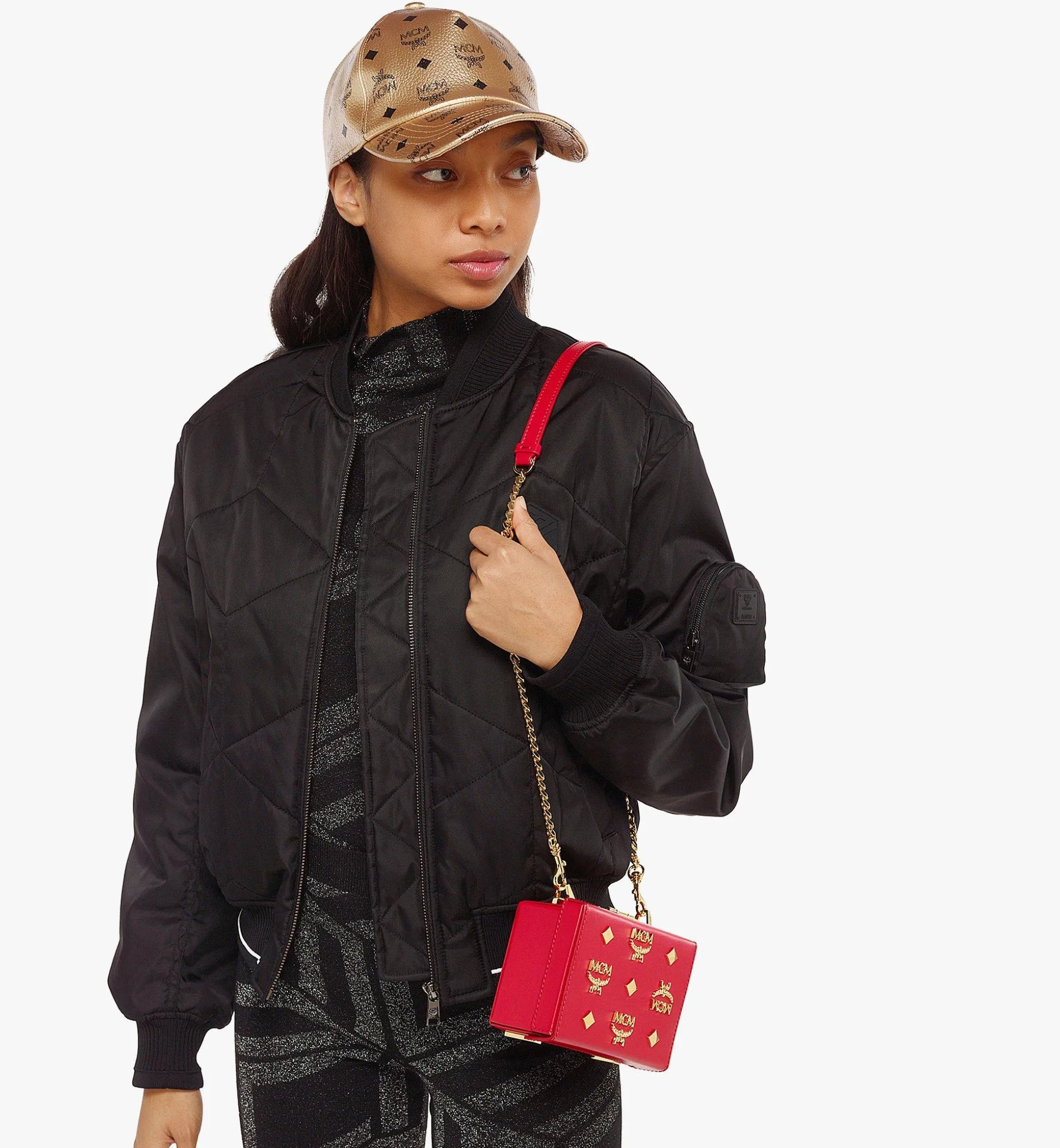 Berlin Umhangetasche Aus Leder Mit Gold-Monogramm