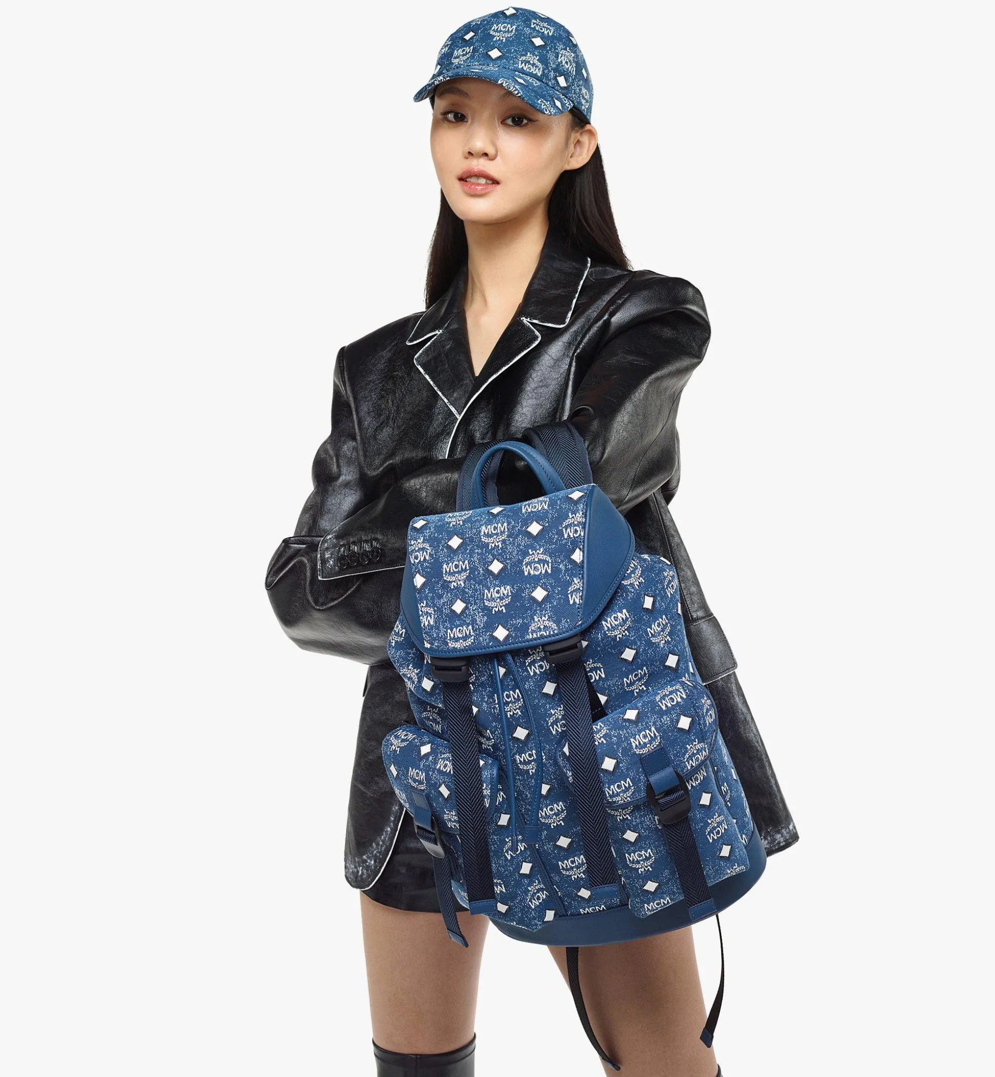 Brandenburg Rucksack In Vintage Denim Jacquard