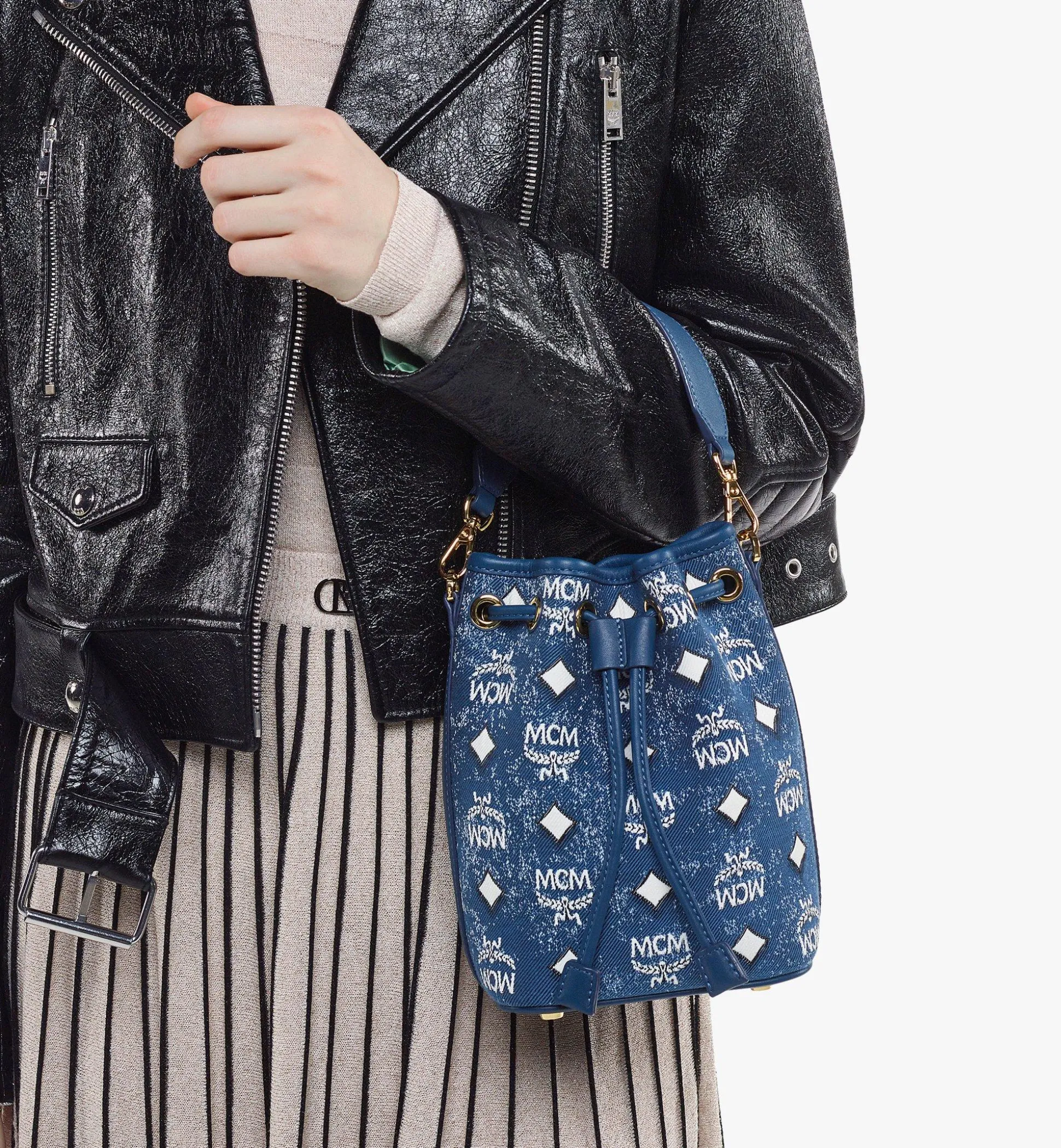 Dessau Kordelzugtasche In Vintage Denim Jacquard