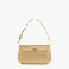 Mode Travia Schultertasche Aus Goldenem Leder Mit Kroko-Pragung