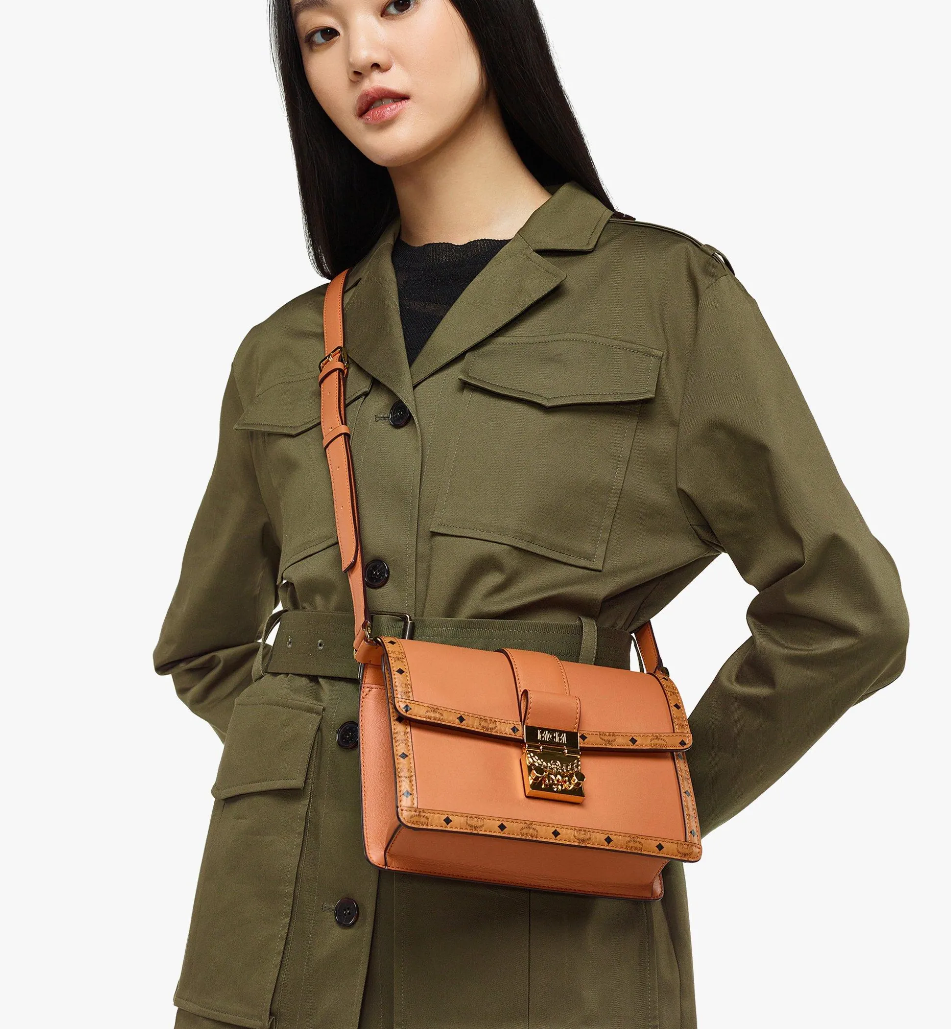 Tracy Schultertasche In Leder-Visetos-Mix